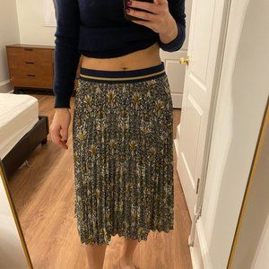 Pleated midi skirt - patterned